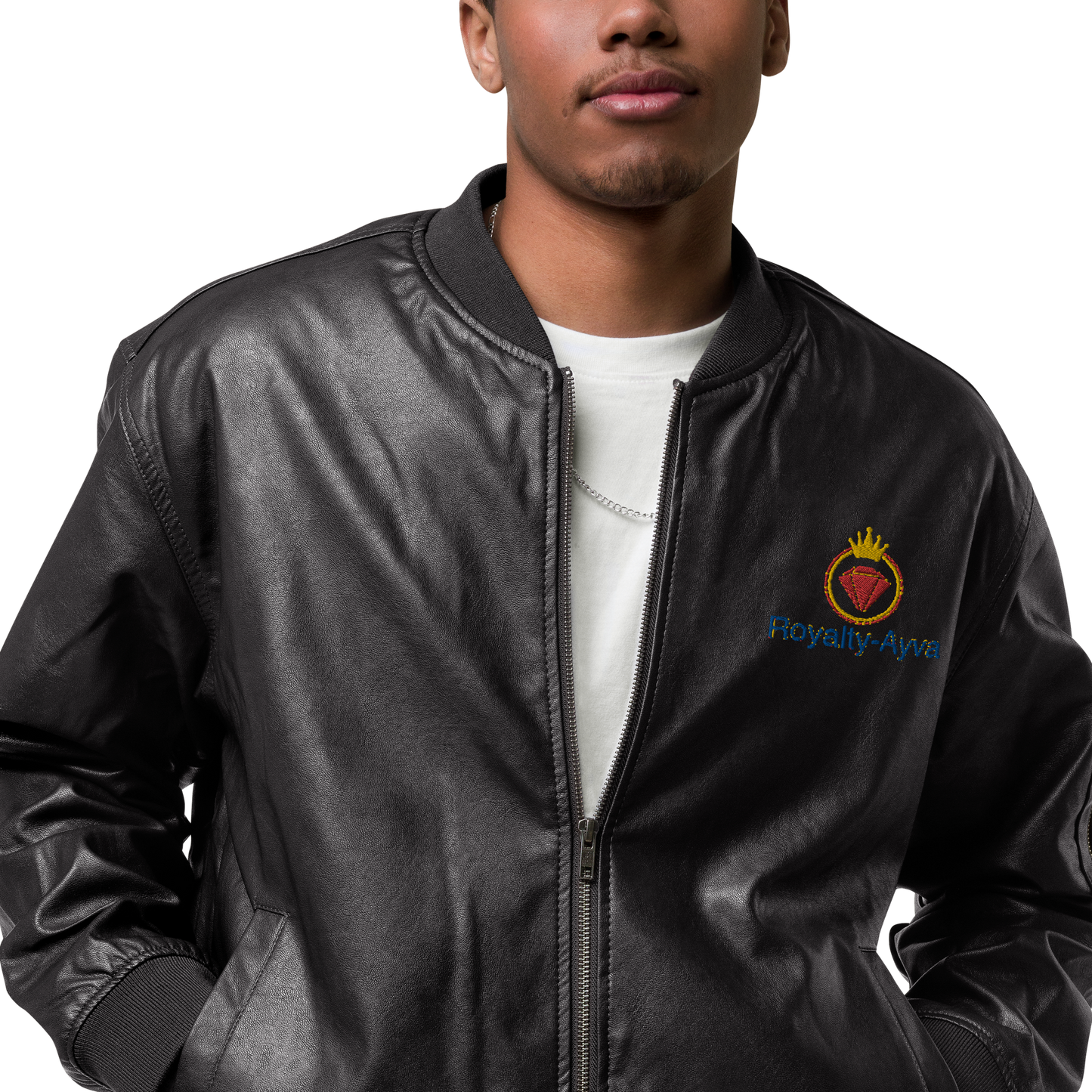 Royalty-Ayva Leather Bomber Jacket